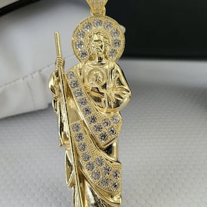 Colgante de San Judas Tadeo en Oro de 14K, 14K Gold Saint Jude Thaddeus Pendant