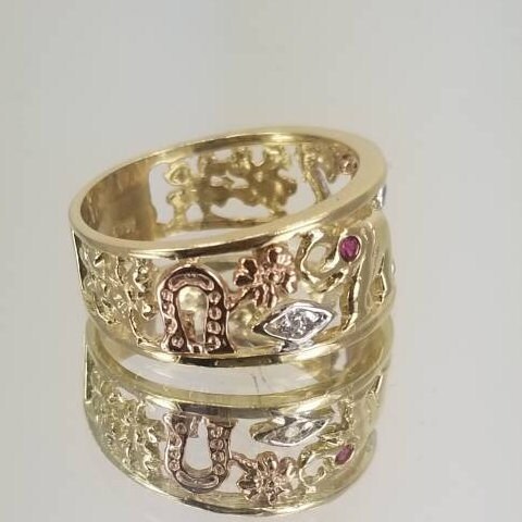 Anillo de la suerte en oro de 14k en 3 tonos. Etsy Espana