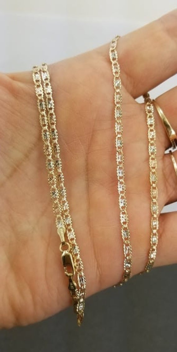 Cadena Con Corte Diamantado En Oro De 14K Gold - Etsy
