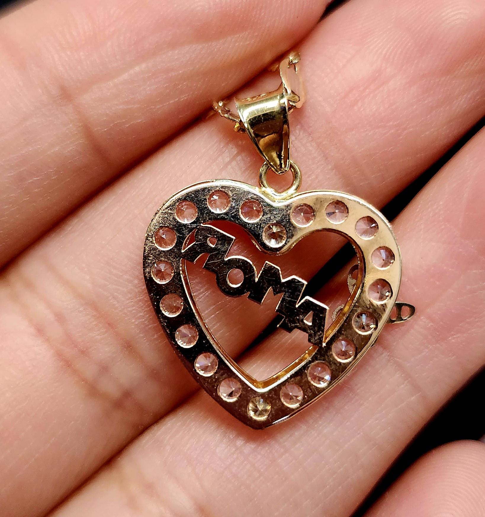 Heart Shaped Pendant in 14K Gold with 14K Gold Valentino Heart Shaped Pendant in 14K Gold with 14K Gold Valentino