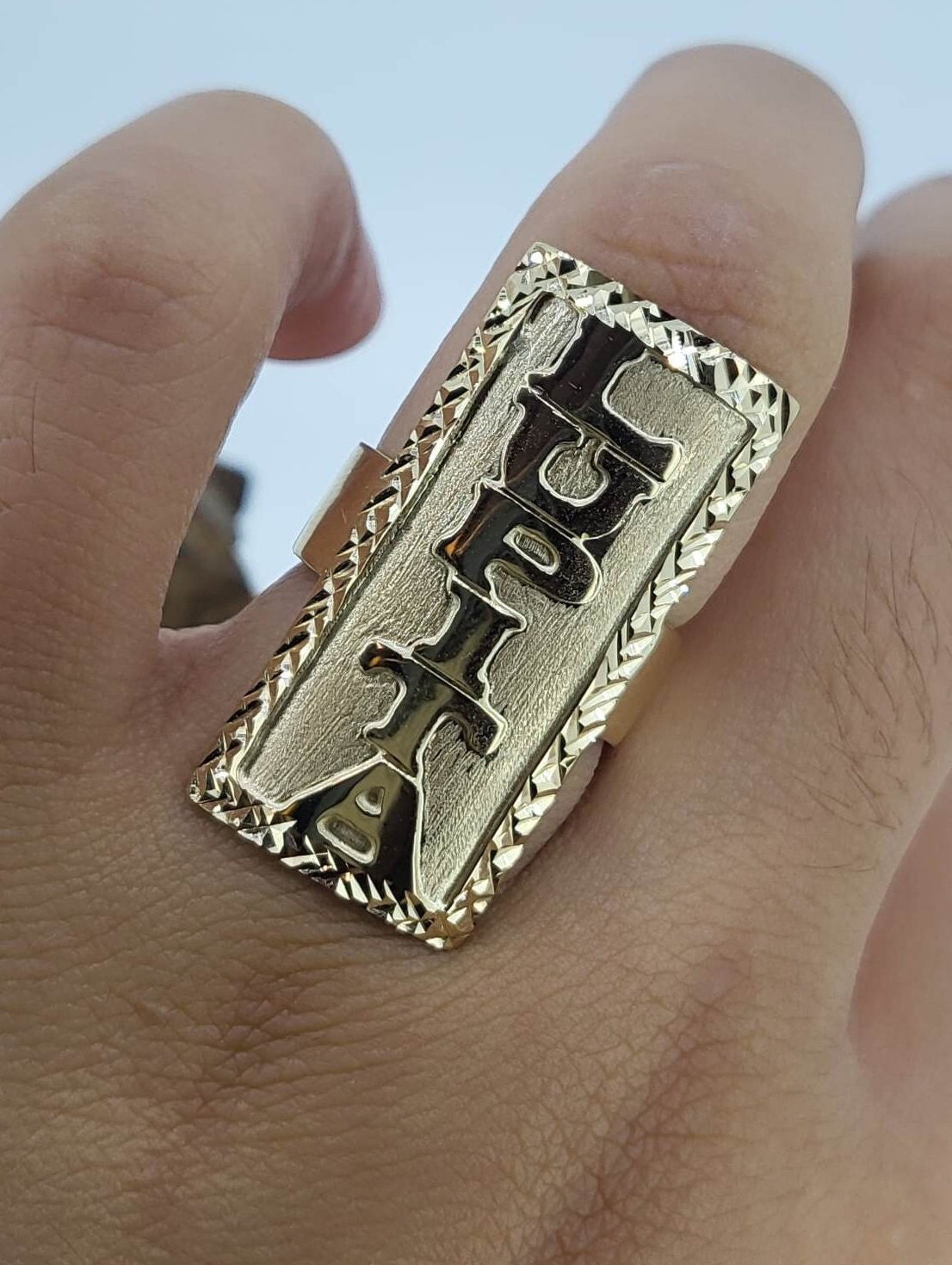 Anillo personalizado en placa de 14k. - Etsy México