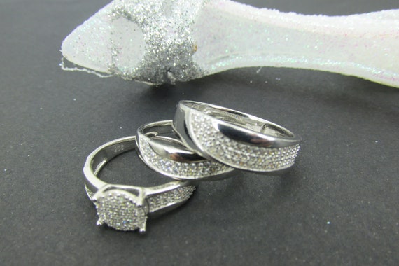 Nevada Cuidar En cualquier momento Anillos De Matrimonio Set De 3 En Plata Fina 925 - Etsy