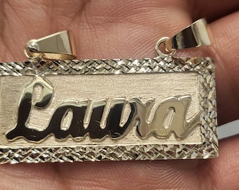 Personalized 14k Gold Overlay Single Plate Any 2 Names Plate Necklace
