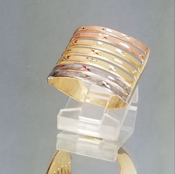 Anillo De 3 Tonos En Oro De 14K En Forma Semanario Para La Mujer -   Canada