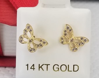 Botánica perrito animación 14k Gold Butterfly Earrings / Aretes de Mariposa en Oro 14K - Etsy México
