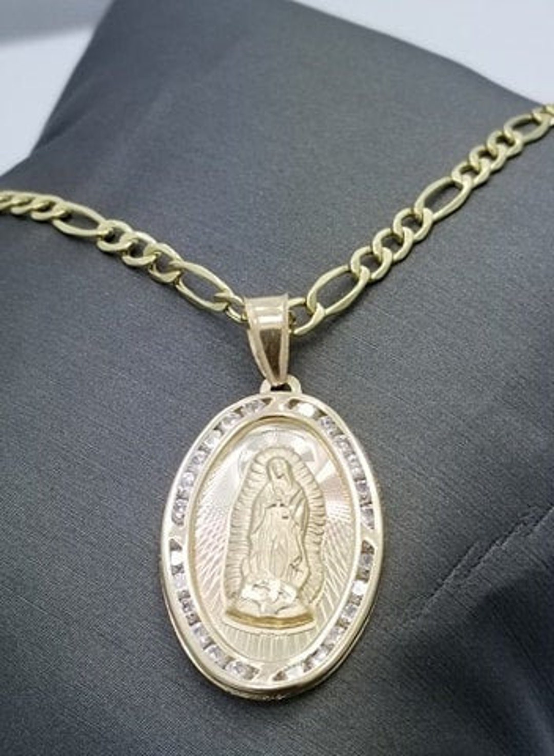 Cadena de la Virgen Maria en Oro de 14k - Etsy España