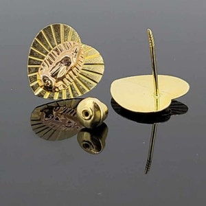2 Tone Heart Virgencita Earrings in 14k Gold