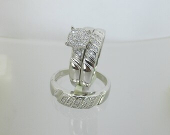 Anillos de compromiso en plata fina set de 3