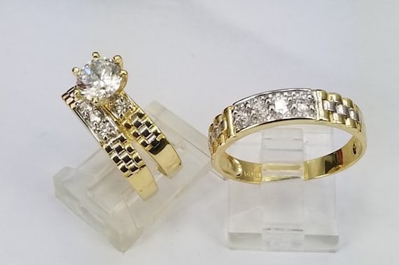 Set de 3 Anillos de Matrimonio en Oro de 14k -  Portugal