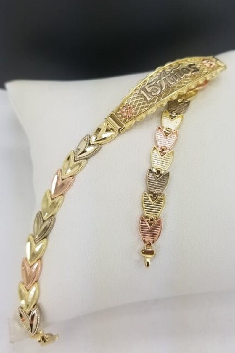 14K Gold Quinceanera Bracelet Pulcera De Quinceanera En Oro Etsy