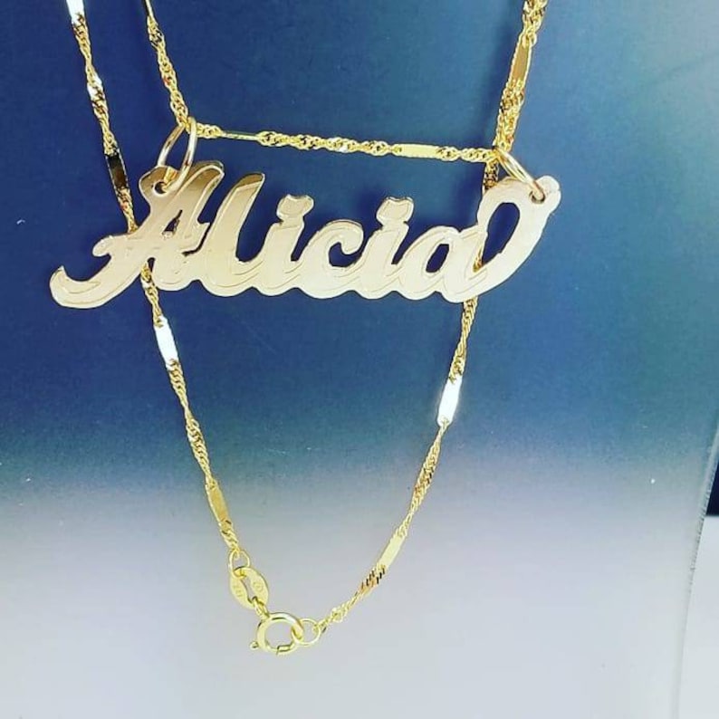 personalize name with singapore chain 14k gold