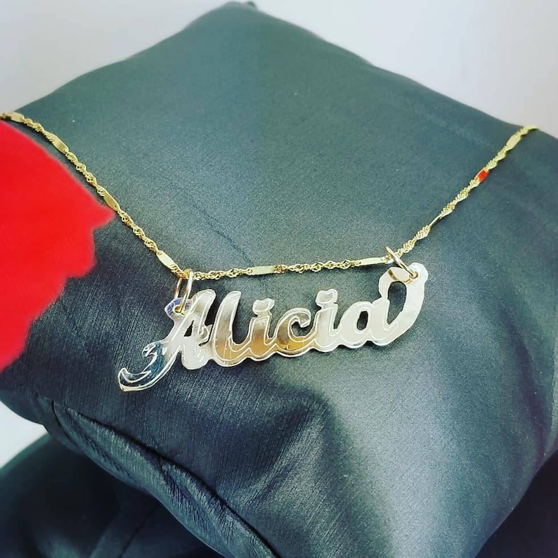 personalize name with singapore chain 14k gold
