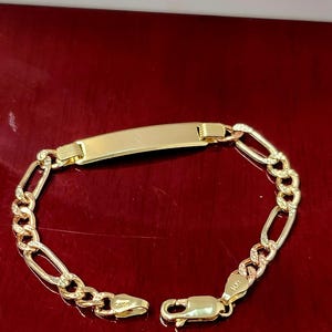 Esclavita Para Nino con Eslabon Estilo Figaro en Oro de 14k