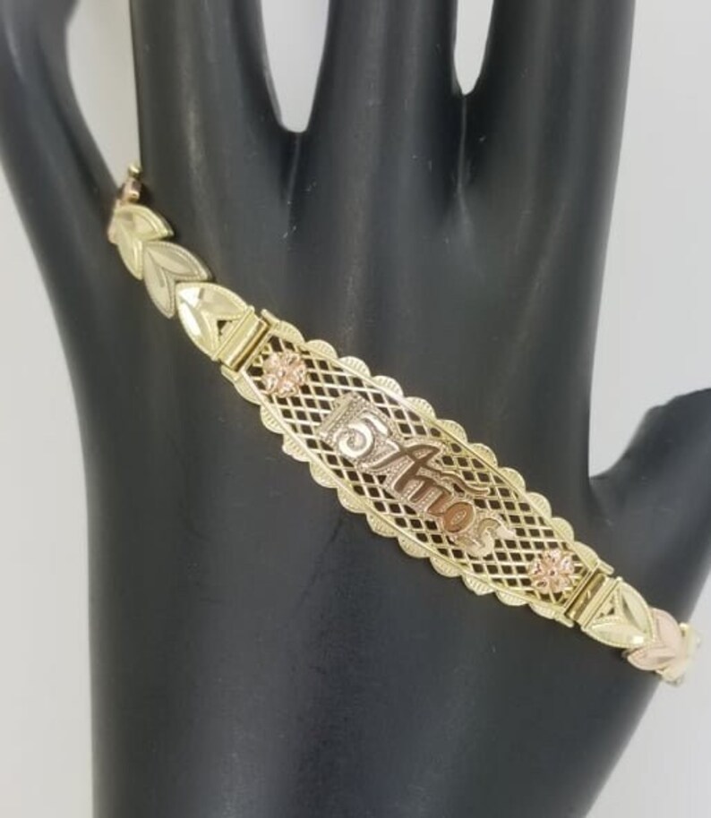 14K Gold Quinceanera Bracelet Pulcera De Quinceanera En Oro Etsy