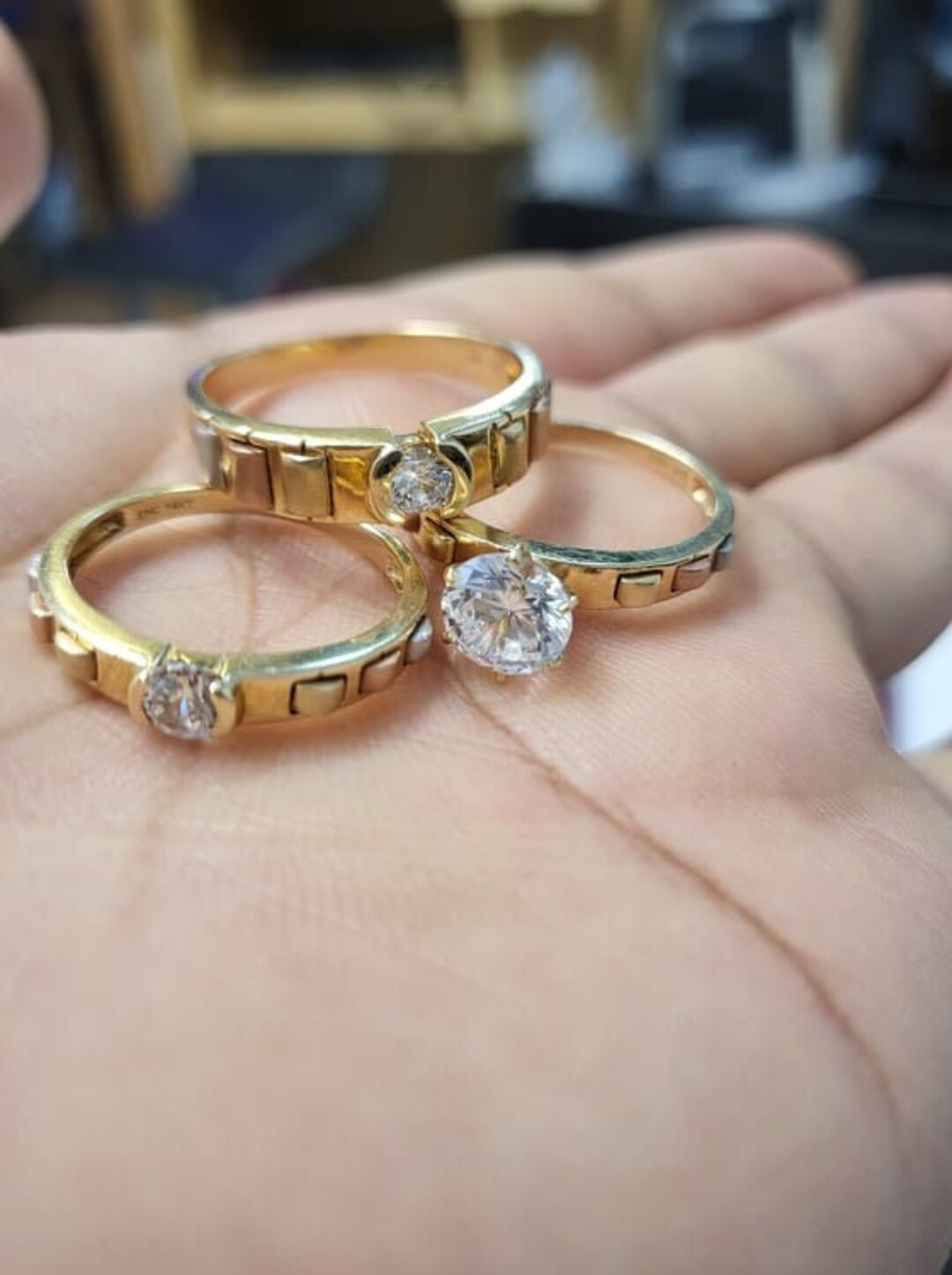 Anillos de compromiso de oro 3 juegos con piedras de Etsy