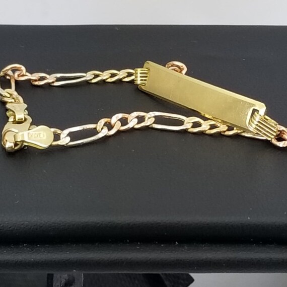 14k Solid Yellow Gold Hollow Figaro Baby ID Bracelet Esclava Oro Solido Bebe 6/"