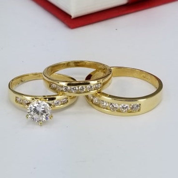 Set de 3 Anillos de en Oro de 14k Etsy España
