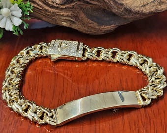 14K Gold Chino Link Bracelet de Estilo Moderno