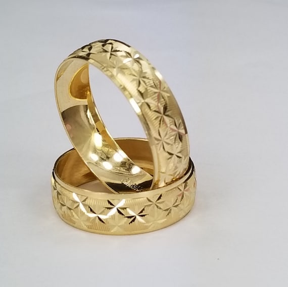 Set De 2 Anillos De Matrimonio En Oro De 14K Con Corte Etsy