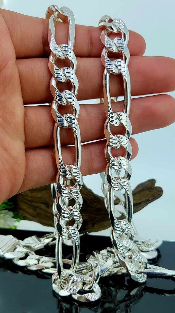 Diamond Cut Figaro Chain in 925 Silver Etsy