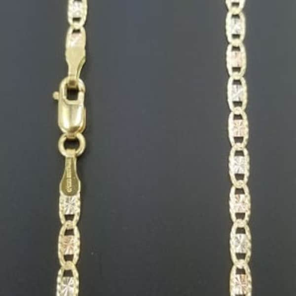 Cadena Valentino con corte Diamantado en Oro de 14K, 14K Gold Valentino Diamond Cut Chain