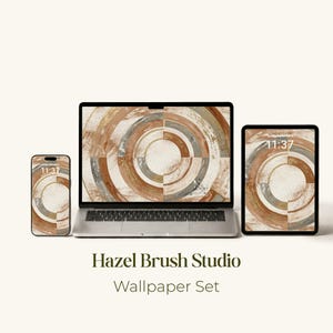 Broken Rings on a Desert Floor Modern Abstract Wall Art Wallpaper Bundle Set, Desktop, Frame TV, iPad, Tablet, iPhone, collection | HB0093
