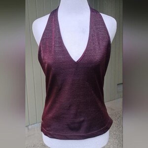 Y2K Shimmering Marron Halter Top
