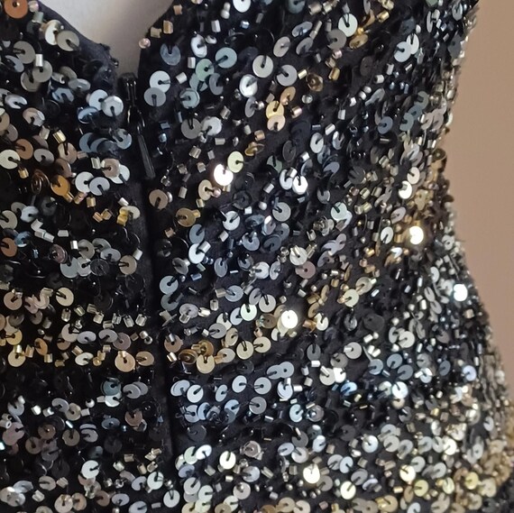 Vintage Scala Black and Gold Sequin and Beaded Mi… - image 8