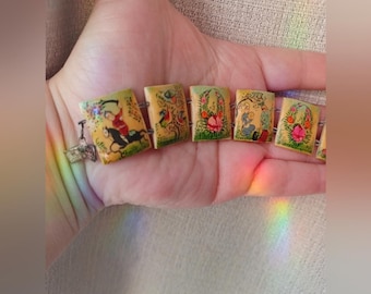 Pulsera de azulejos pintados vintage con narrador de historias