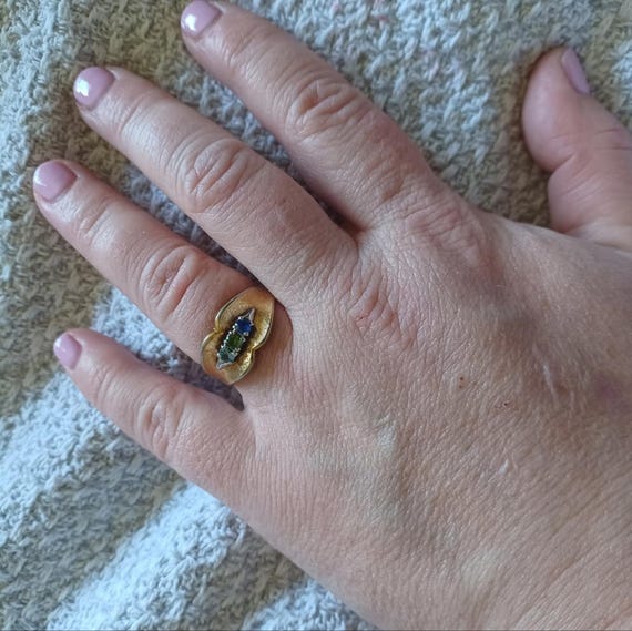 イギリス アンティーク マルチストーン 18K ゴールドリング 指輪