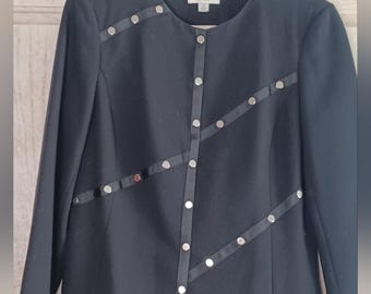 Vintage 90er Jahre Conrad C Zierliche Militär Vibes Nieten Blazer