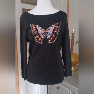Vintage Beaded Sequin Butterfly Shirt
