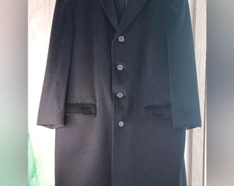 Men's Vintage Black Wool and Cashmere Overcoat Sz 44 R - Etsy