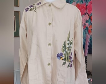 Signed Hand Painted Floral Jacket