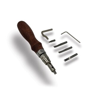 Leather Groover Tool, 7 in 1 Stitching Groover and Edge Beveler, DIY Shoemaking and Leather craft Tool Cobblers tools