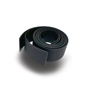 May include: A black rubber edging strip with a textured surface, rolled up for storage.