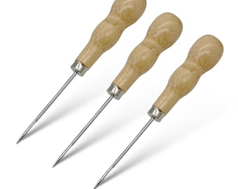 Sewing Awl for Sole stitching : Wooden Handle, DIY Shoemaking Tool