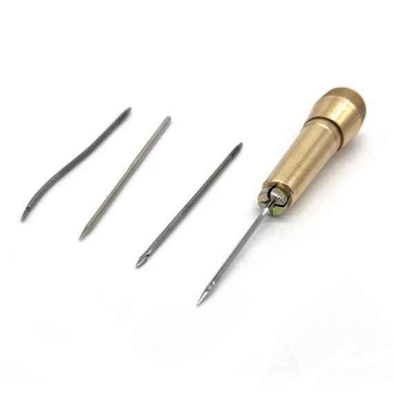 Deluxe Metal Sewing Awl: DIY Shoemaking Tool with 4 Needles