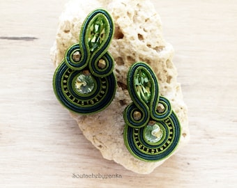 Bohemian soutache earrings with beautiful swarovski crystals