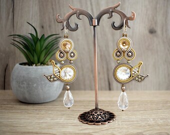 Dangle soutache earrings with swarovski crystals