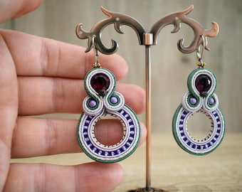 Dangle soutache earrings with swarovski crystals