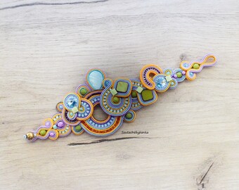 Colourful soutache bracelet. Unique handmade soutache jewelry.