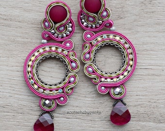 Stud - Long soutache earrings.