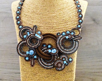 Brown soutache necklace