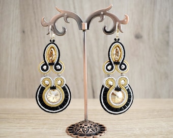 Dangle soutache earrings with swarovski crystals