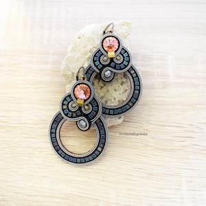 Stud soutache earrings with swarovski crystals