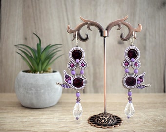 Dangle soutache earrings with swarovski crystals