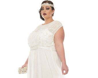 plus size 1920's wedding dresses