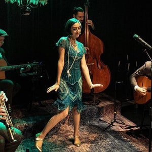Beatrice Teal Flapper Dress Slip Included 1920s inspired Great Gatsby Art Deco Charleston Downton Abbey Bridesmaid Wedding Jazz