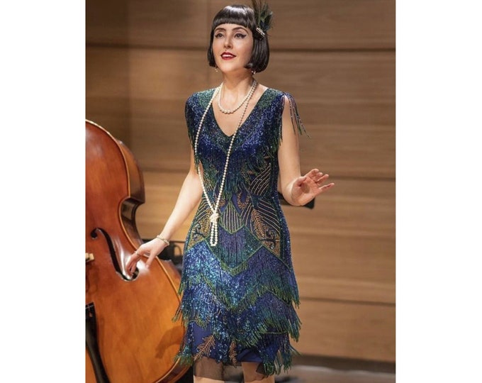 Plus Size Rita Black Multi Flapper Fringe Dress 1920s Vintage inspired Great Gatsby Art Deco Charleston Bridesmaid Speakeasy Wedding Guest